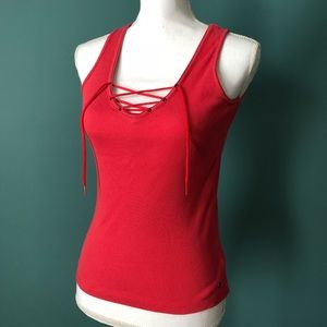 2! Vintage THilfiger Ribbed Tie-up Tanks!